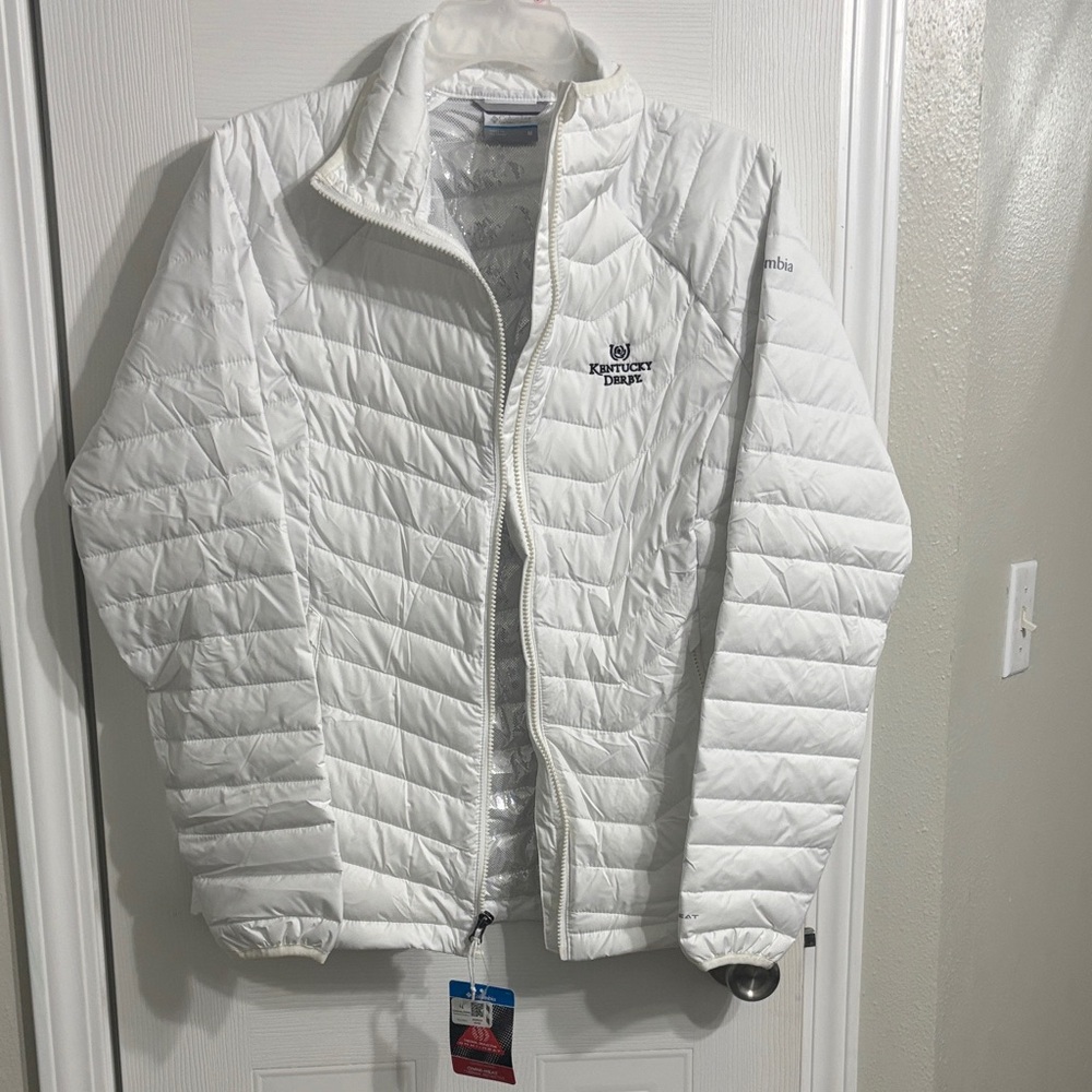 Kentucky Derby Official Columbia White Quilted Puffer Jacket Ladies M